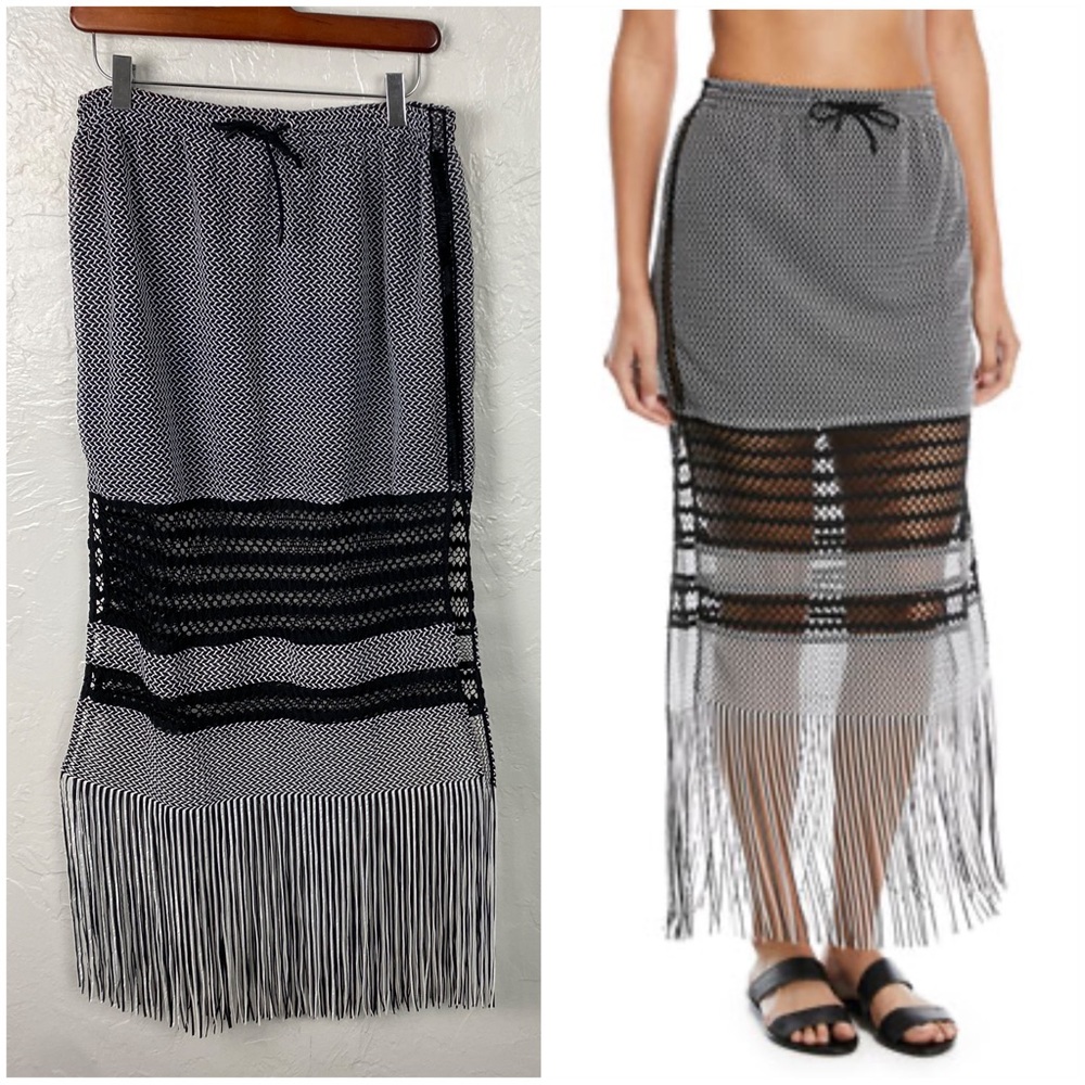 Jonathan Simkhai Resort Drawstring Fringe Knit Ma… - image 1